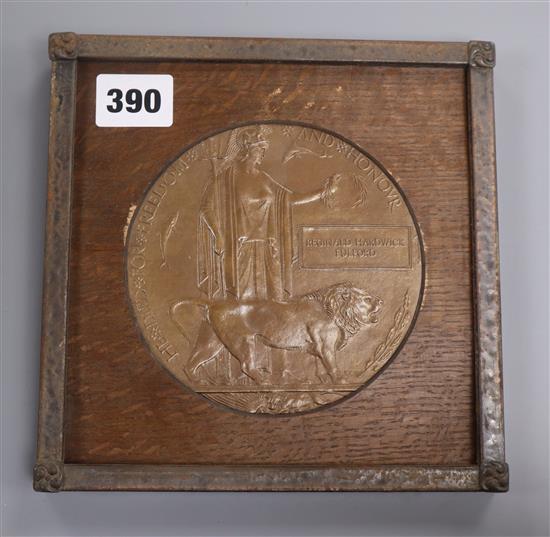 A WWI Death Plaque to Reginald Fulford